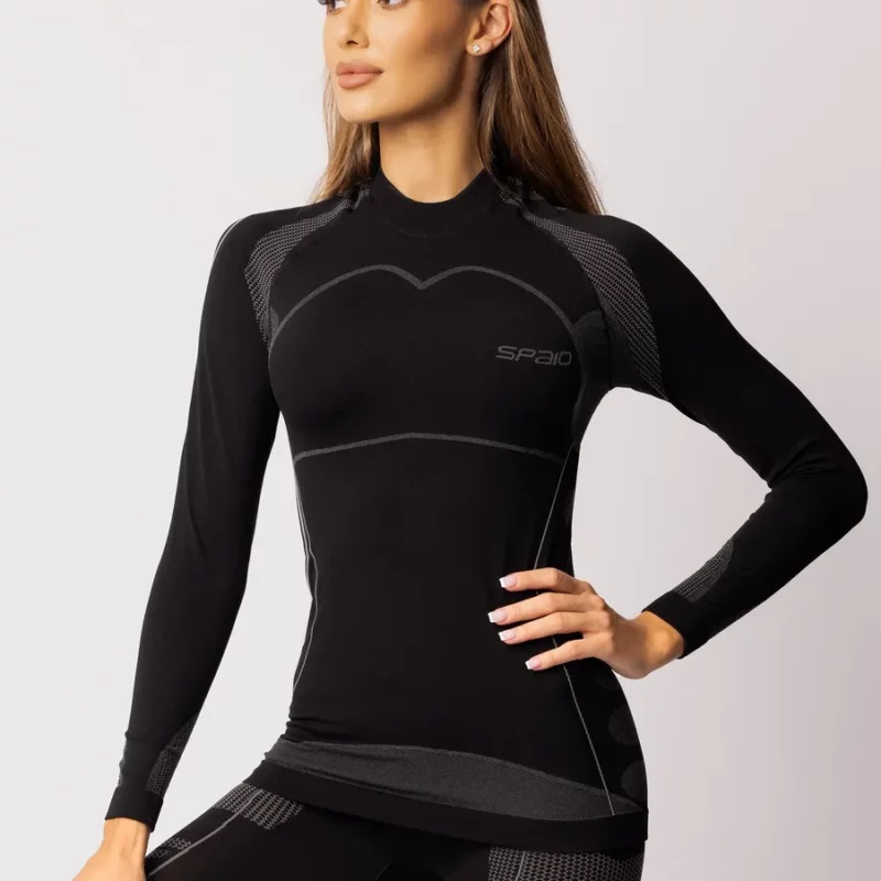 [M] DAMSKA KOSZULKA TERMOAKTYWNA Z DŁUGIM RĘKAWEM CZARNO SZARA THERMO-EVO